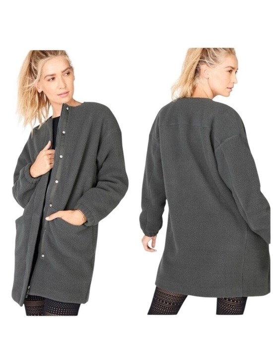 Fabletics Jackets & Blazers - Fabletics Lennon Collarless Fleece Coat in Castle Rock Size L